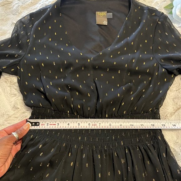 Taylor Womens Chiffon Metallic Fit & Flare Dress - Picture 12 of 12